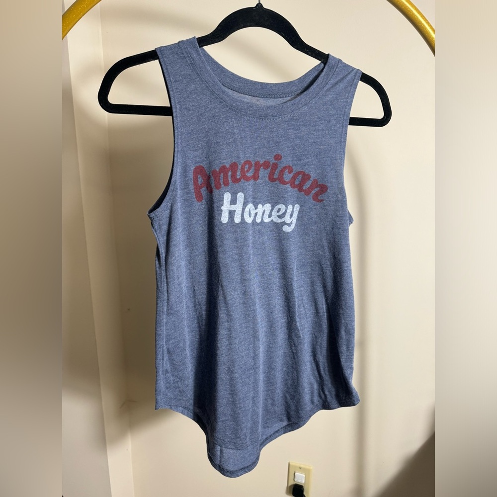American Honey tank in soft blue jersey